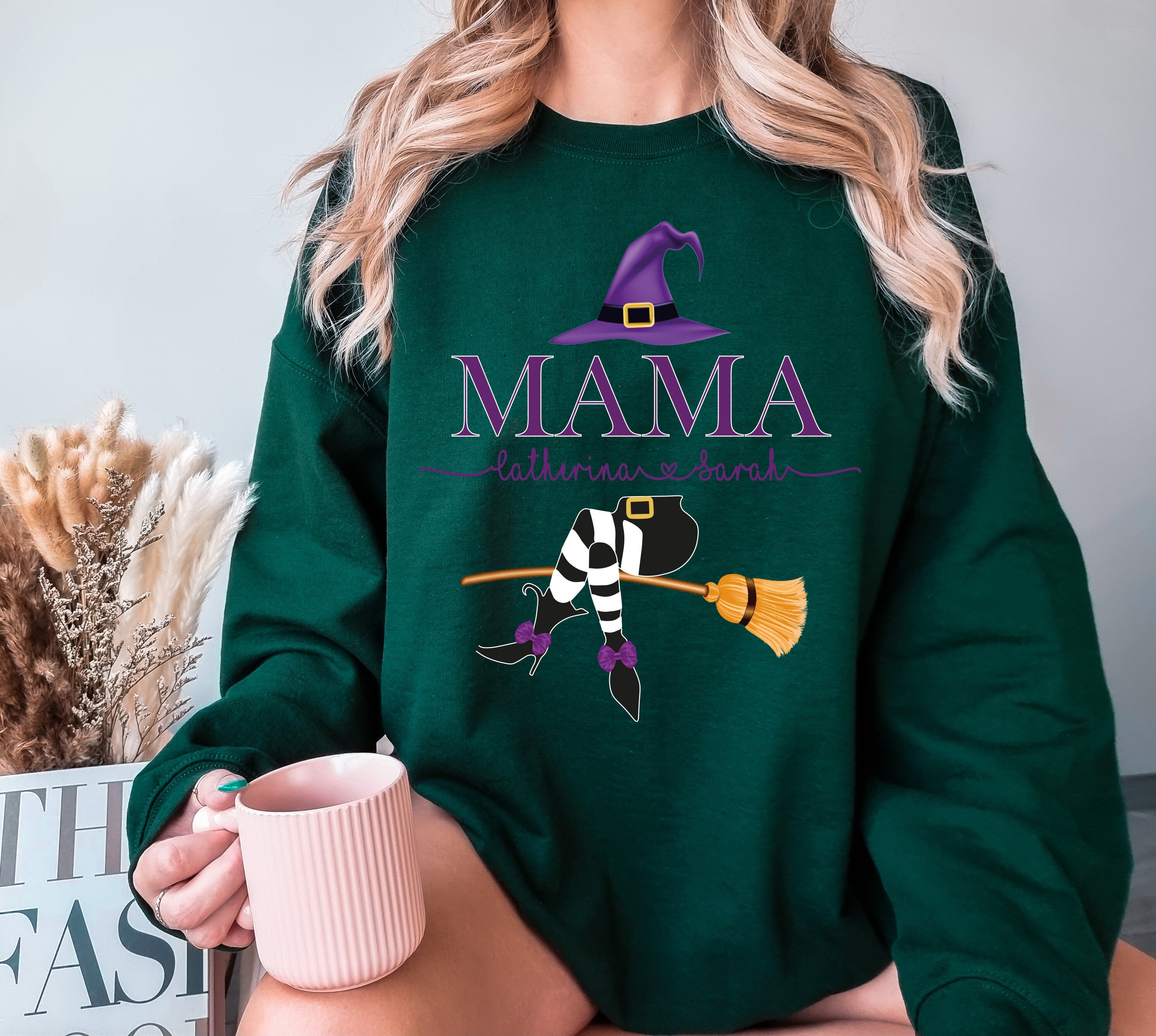 Custom Halloween Grandma Witch Sweatshirt Grandma And Grandkids sweatshirt,Personalized Nana Life Witch Halloween Sweatshirt, Custom Grandma
