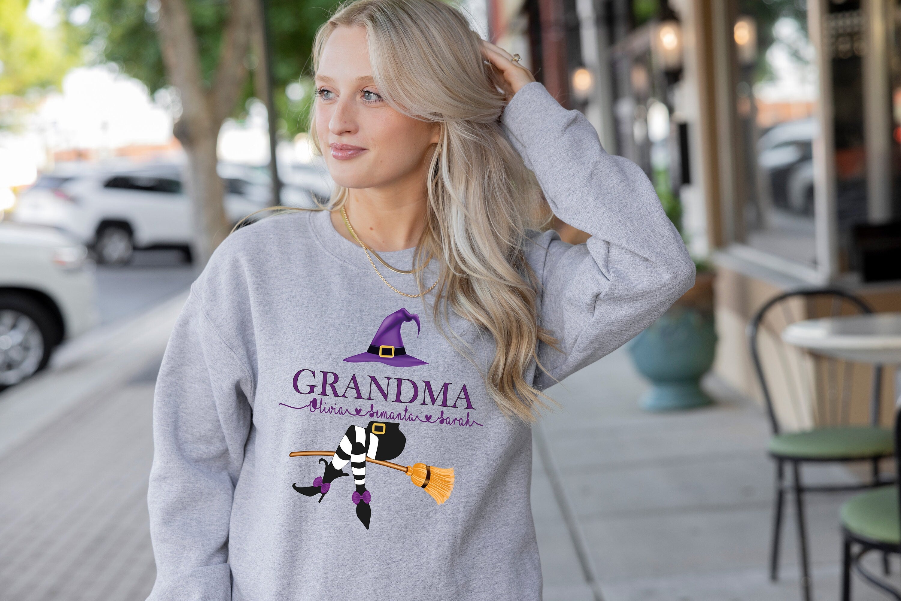 Custom Halloween Grandma Witch Sweatshirt Grandma And Grandkids sweatshirt,Personalized Nana Life Witch Halloween Sweatshirt, Custom Grandma