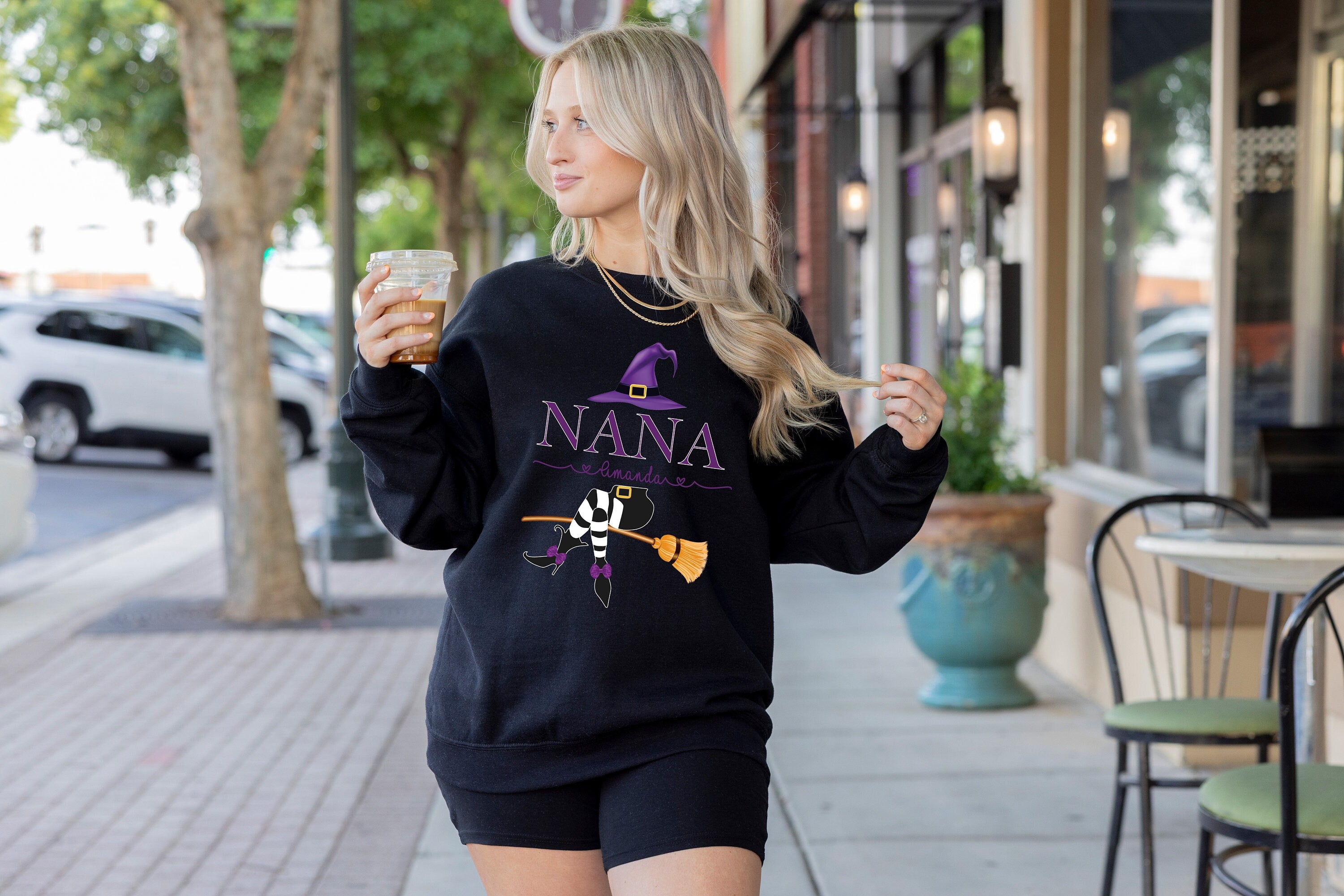 Custom Halloween Grandma Witch Sweatshirt Grandma And Grandkids sweatshirt,Personalized Nana Life Witch Halloween Sweatshirt, Custom Grandma