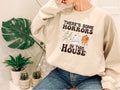 Theres Some Horrors in this House Sweatshirt,Funny  Pumpkin Halloween Shirt,Trendy Retro Halloween Sweatshirt,Crewneck Sweatshirt