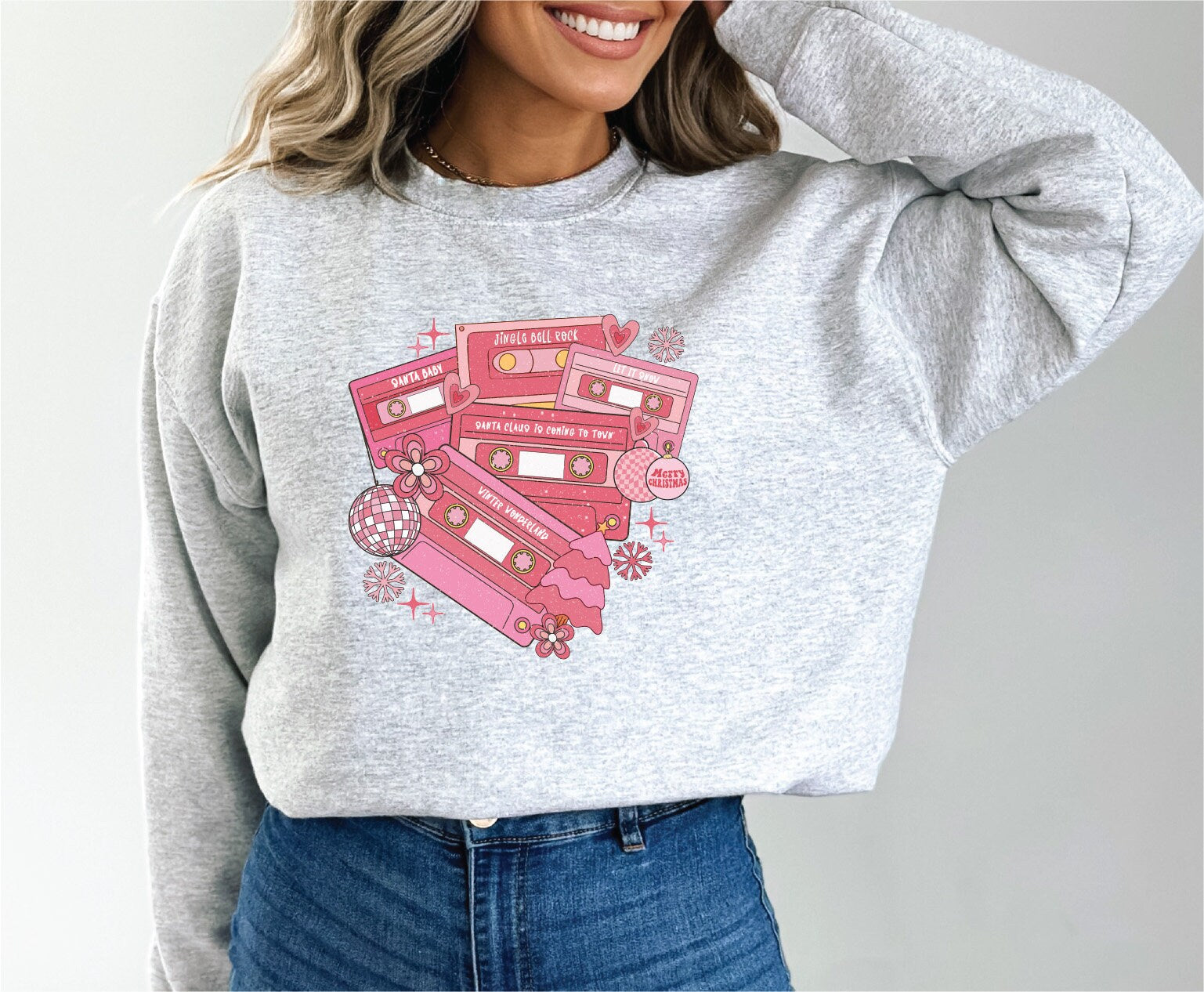 Christmas Music Cassette Tapes Sweatshirt,Retro Music Lover ,Christmas Gift, Christmas 90s Sweatshirt, Music Lover Crewneck