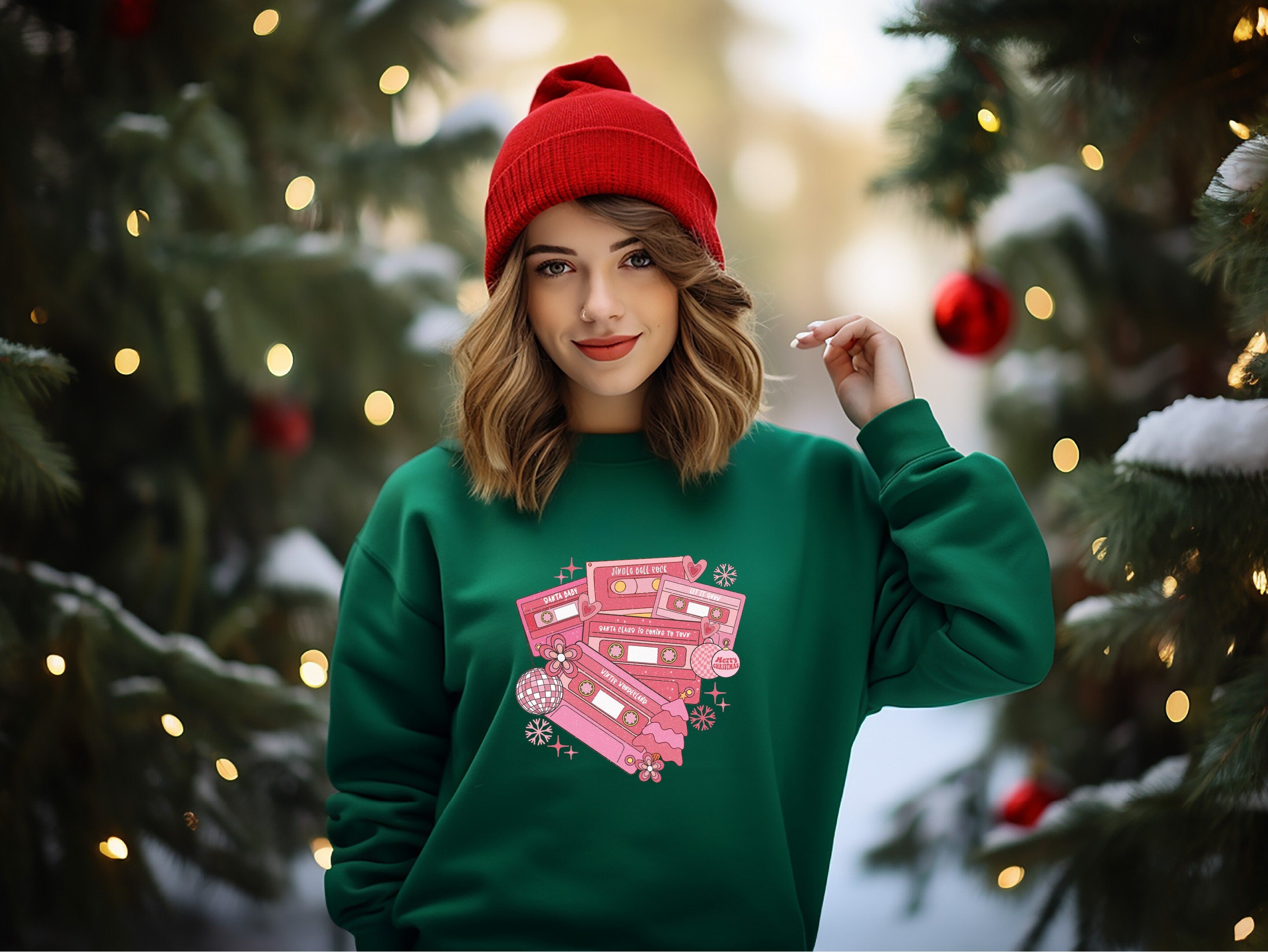 Christmas Music Cassette Tapes Sweatshirt,Retro Music Lover ,Christmas Gift, Christmas 90s Sweatshirt, Music Lover Crewneck