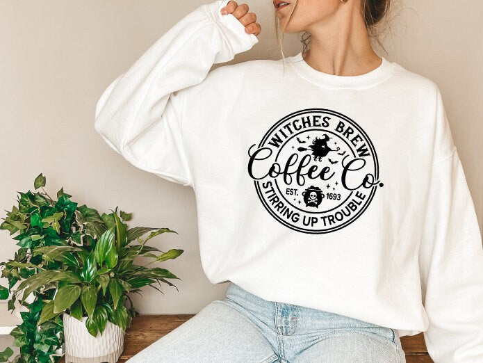Witches Brew Sweatshirt, Halloween Sweater, Funny Coffee Co Crewneck Sweatshirt, Halloween Witches Sweater, Gift For Halloween