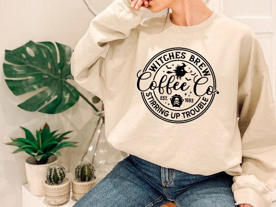 Witches Brew Sweatshirt, Halloween Sweater, Funny Coffee Co Crewneck Sweatshirt, Halloween Witches Sweater, Gift For Halloween
