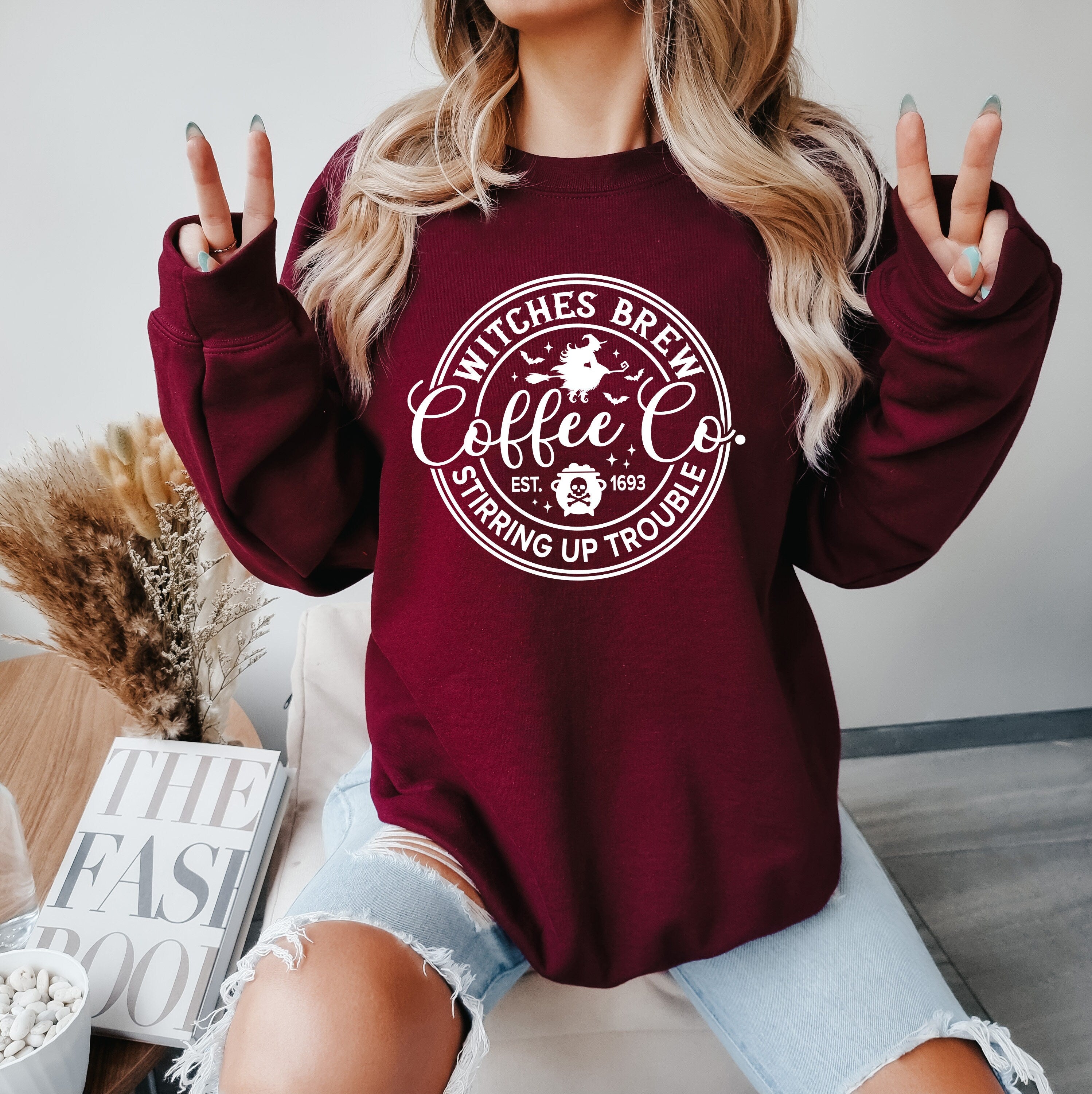 Witches Brew Sweatshirt, Halloween Sweater, Funny Coffee Co Crewneck Sweatshirt, Halloween Witches Sweater, Gift For Halloween
