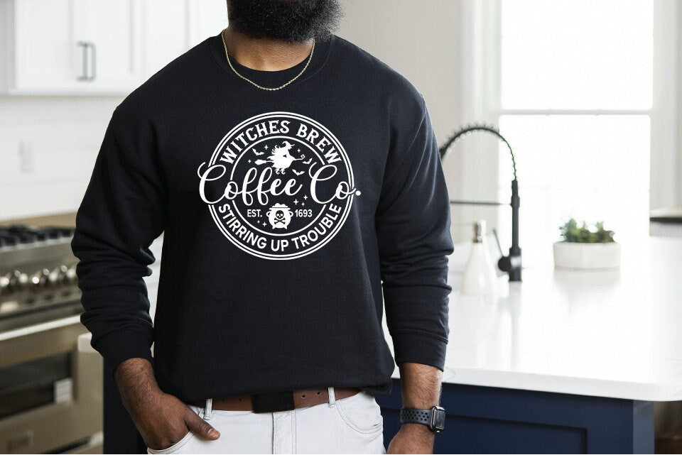 Witches Brew Sweatshirt, Halloween Sweater, Funny Coffee Co Crewneck Sweatshirt, Halloween Witches Sweater, Gift For Halloween