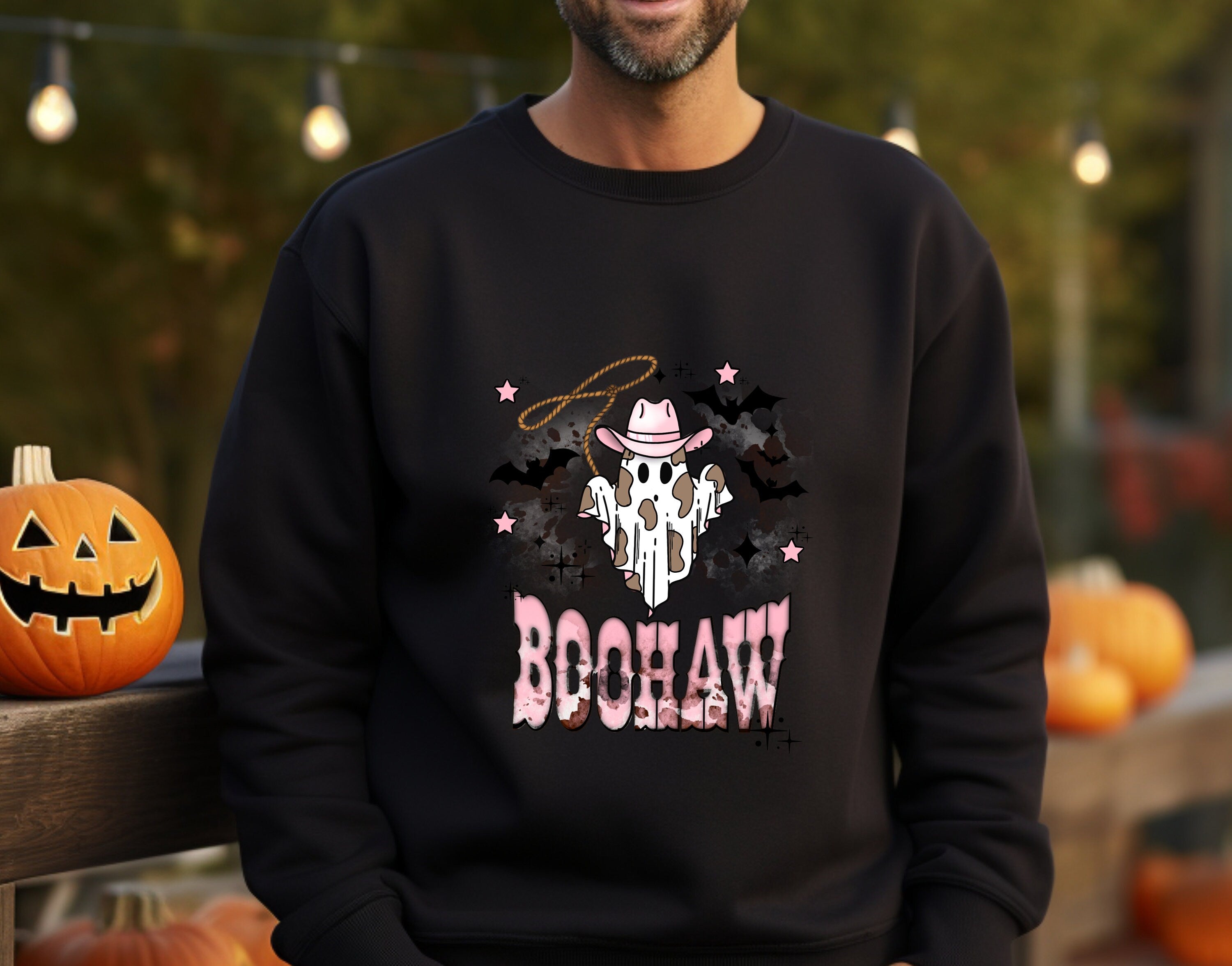 Halloween Pink Boo Haw Shirt,Halloween Sweatshirt, Halloween Vintage Sweatshirt ,Boo Haw Western Halloween Shirt ,Cowboy Halloween Shirt