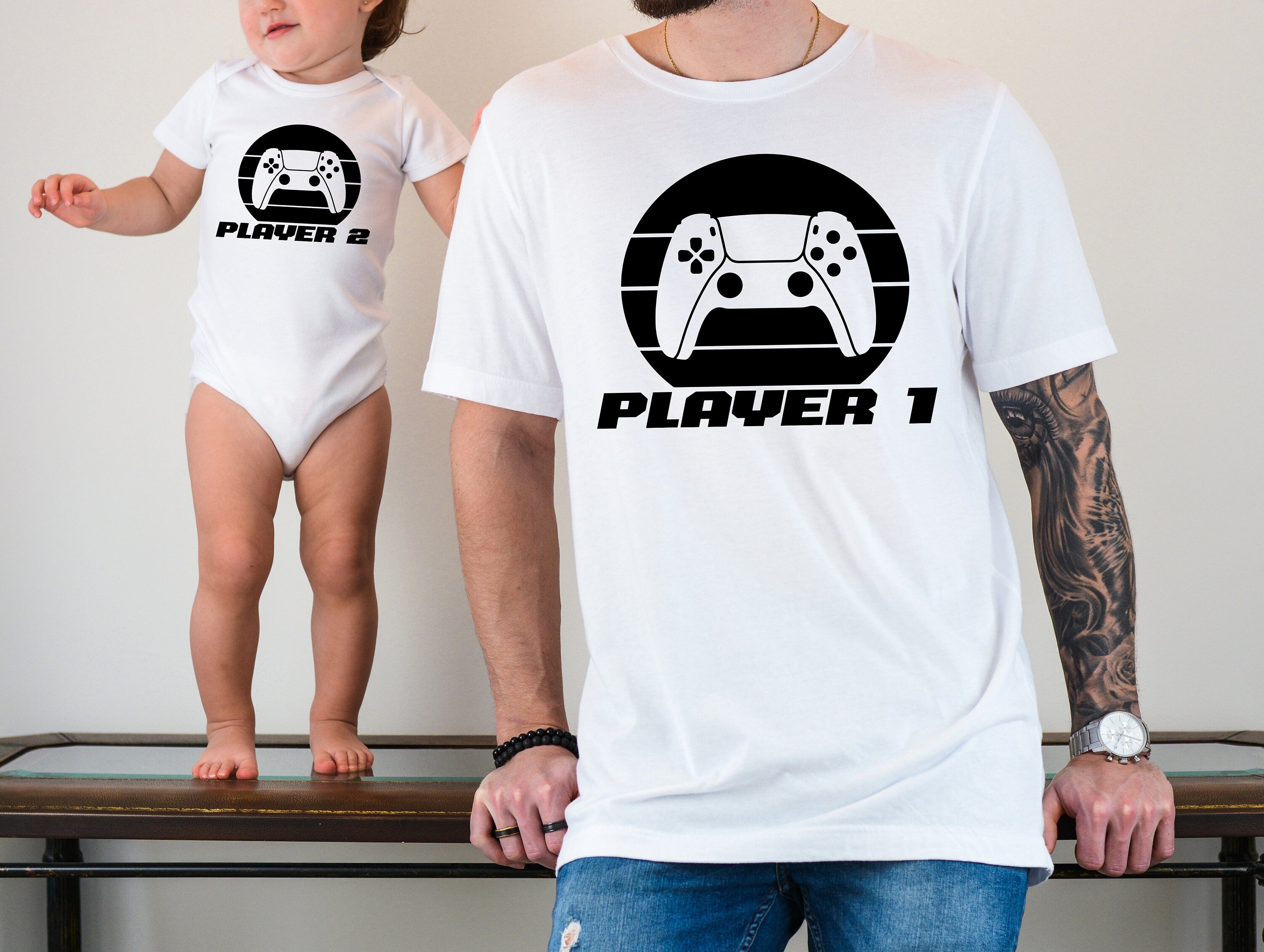 Player 1 Player 2 Matching Shirts Dad and Son Matching Gaming Shirts, Family Shirts, Dad Son Shirts, Father's Day Baby Gift, New Baby Gift