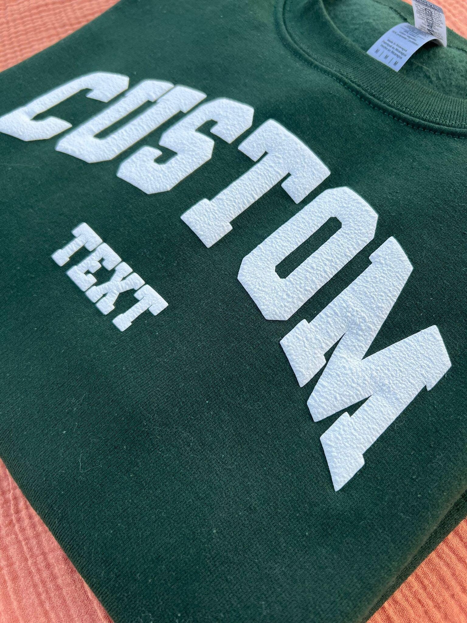 Personalized Puff Sweatshirt, Embossed Custom Crewneck Sweatshirt, Custom Name Sweatshirt School Mascot sweatshirt Embossed Print Puff Print
