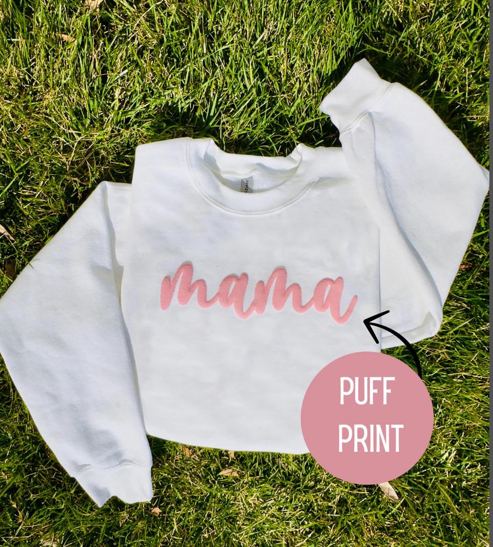 Custom Puff Print Team Name Sweatshirt, Gift for Mom, Christmas Gift Idea, Puff Print School Spirit, Embossed Custom Sweatshirt, Puff Print