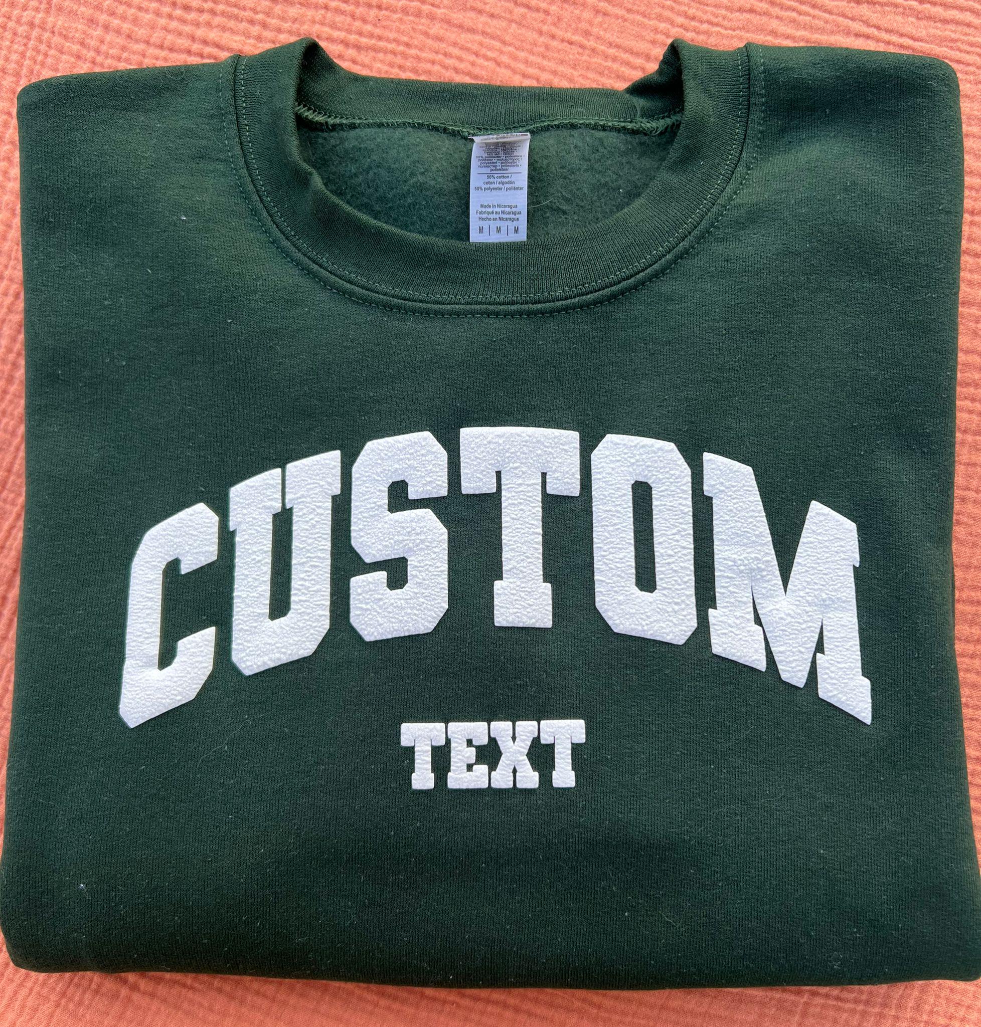 Personalized Puff Sweatshirt, Embossed Custom Crewneck Sweatshirt, Custom Name Sweatshirt School Mascot sweatshirt Embossed Print Puff Print