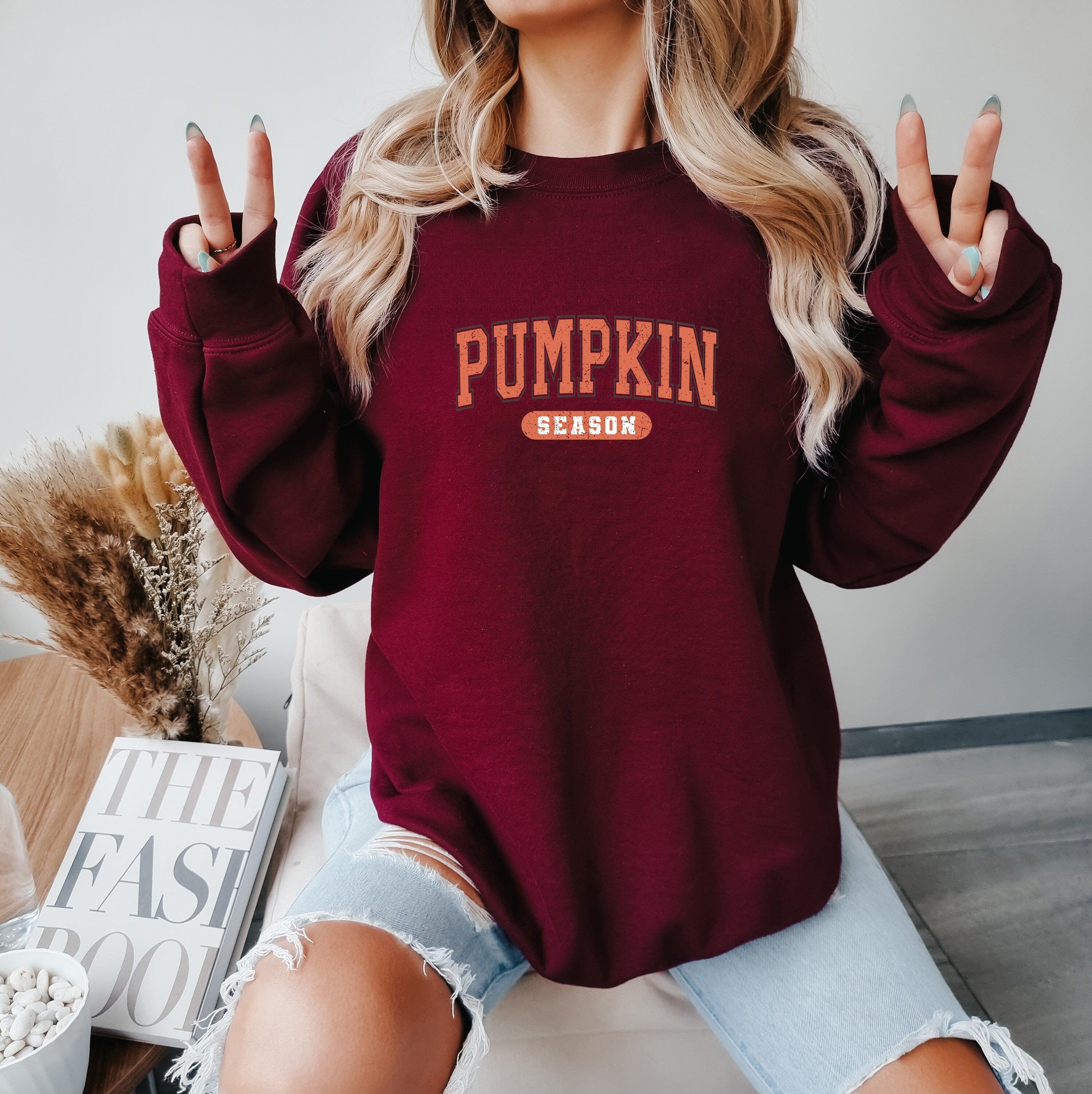 Pumpkin Season Sweatshirt ,minimal halloween Sweatshirt, Fall Clothing, Cute fall Sweatshirt,Autumn Vibes,Vintage Style Fall Sweater