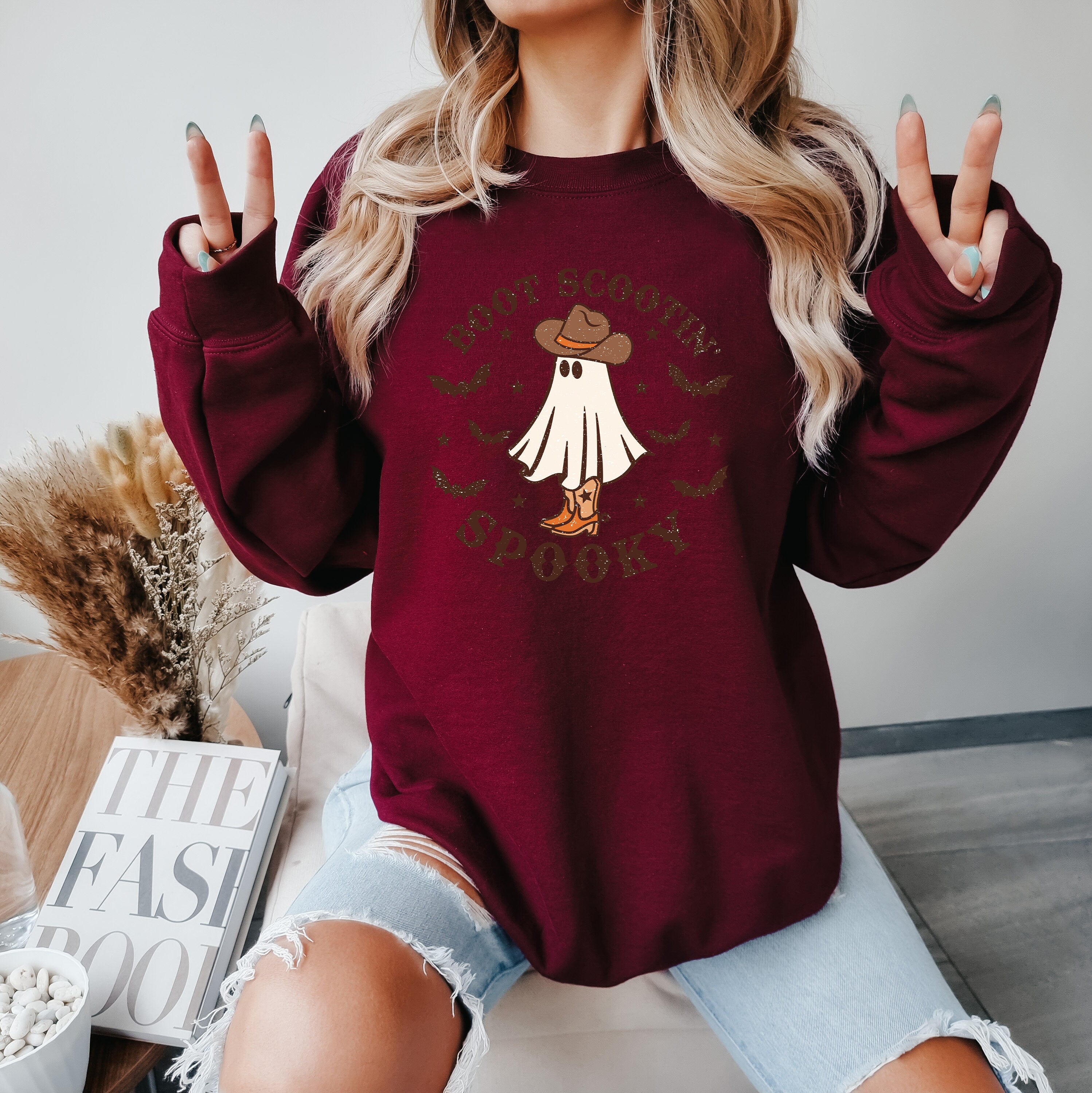 Boot Scootin Spooky Sweatshirt,Halloween Sweatshirt ,Cowboy Ghost Sweatshirt,Western Halloween Sweatshirt,Happy Halloween,Cute Spooky Shirt