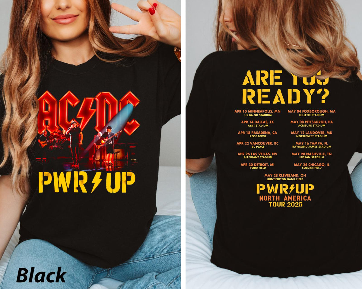 Comfort Colors Acdc Band 90S Vintage Shirt, AC DC Pwr Up Tour 2025 Shirt, Heavy Metal Music Lover Gift, Gift For Fan Acdc 52 Years Tee