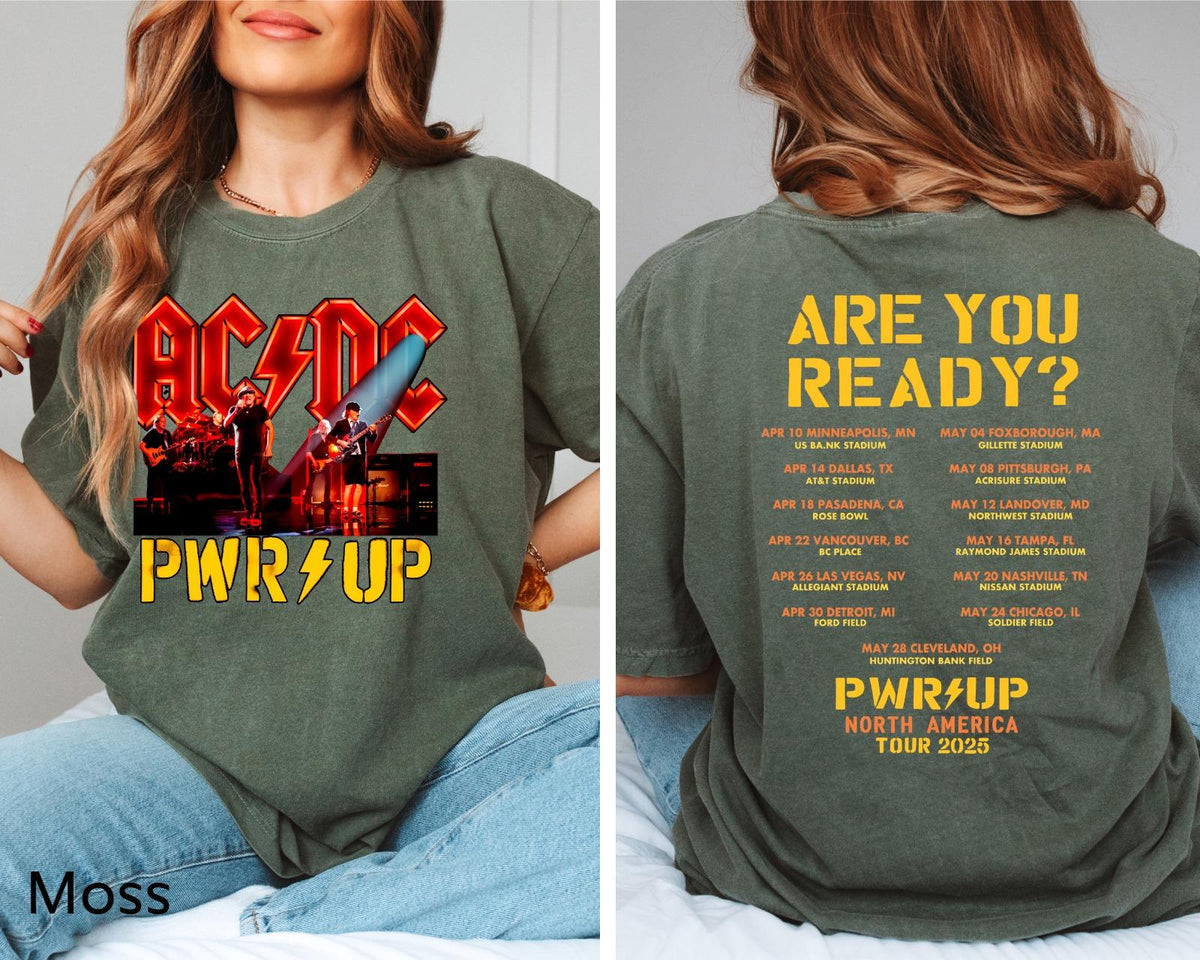 Comfort Colors Acdc Band 90S Vintage Shirt, AC DC Pwr Up Tour 2025 Shirt, Heavy Metal Music Lover Gift, Gift For Fan Acdc 52 Years Tee
