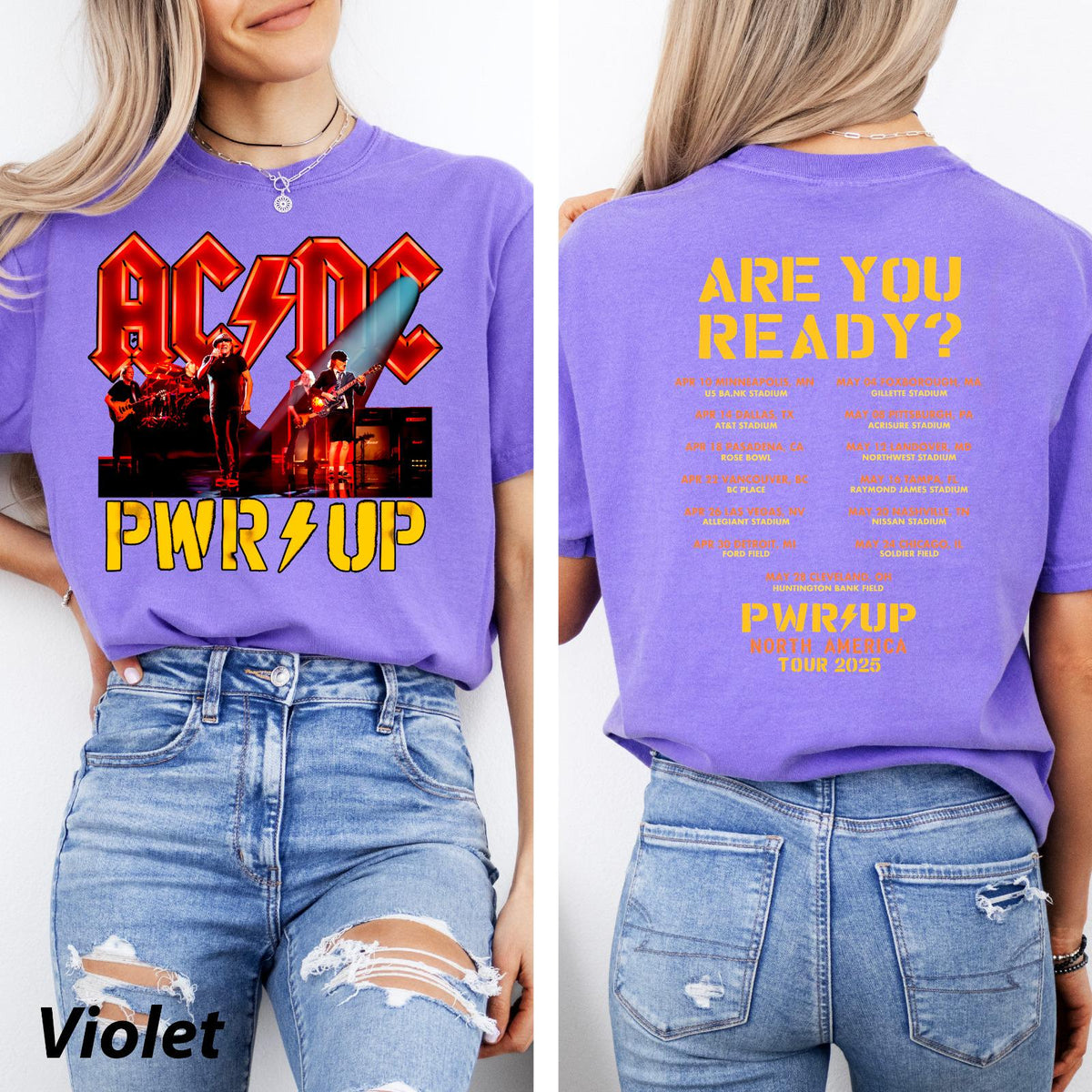 Comfort Colors Acdc Band 90S Vintage Shirt, AC DC Pwr Up Tour 2025 Shirt, Heavy Metal Music Lover Gift, Gift For Fan Acdc 52 Years Tee