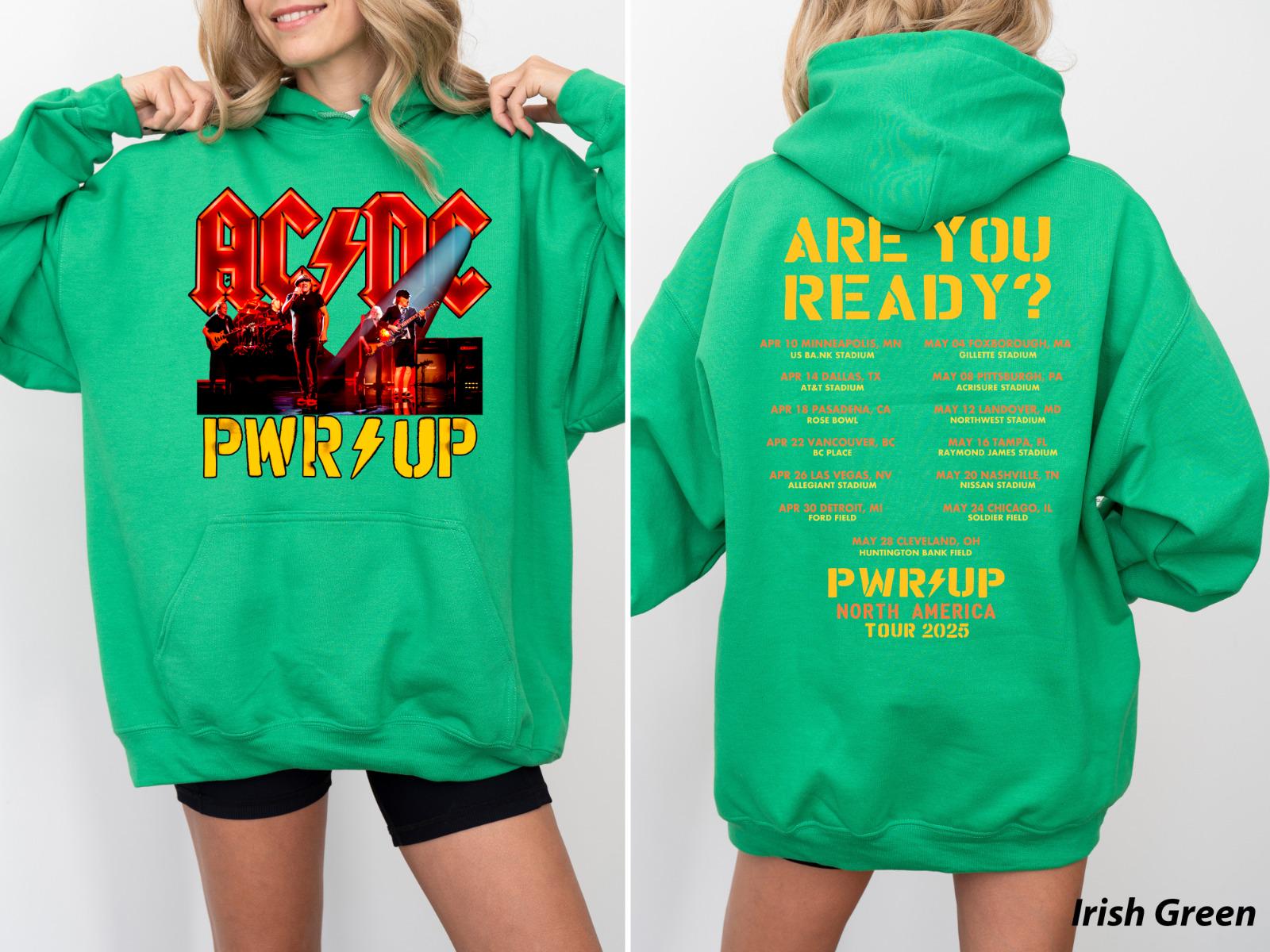 AC DC Pwr Up Tour 2025 Hoodie Sweatshirt, Rock Music Band Shirt, Heavy Metal Music Lover Gift, Gift For Fan Acdc 52 Years Tee