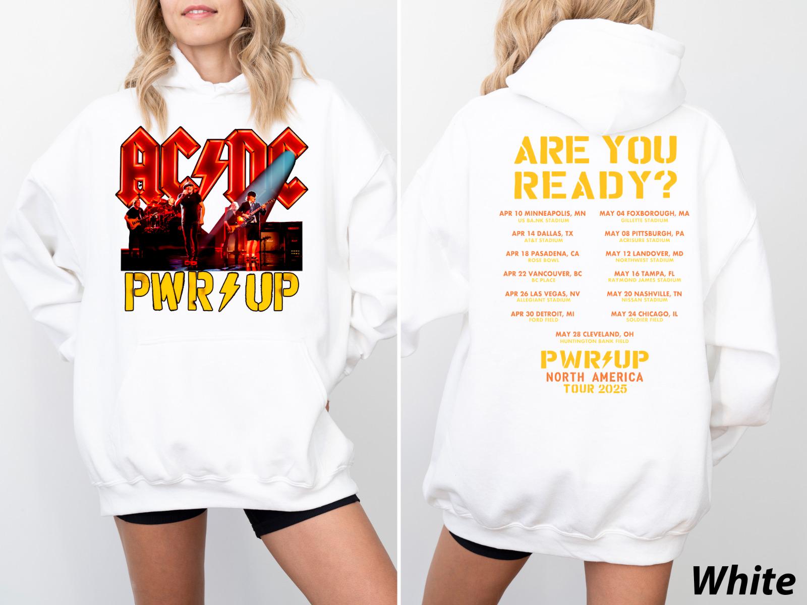 AC DC Pwr Up Tour 2025 Hoodie Sweatshirt, Rock Music Band Shirt, Heavy Metal Music Lover Gift, Gift For Fan Acdc 52 Years Tee