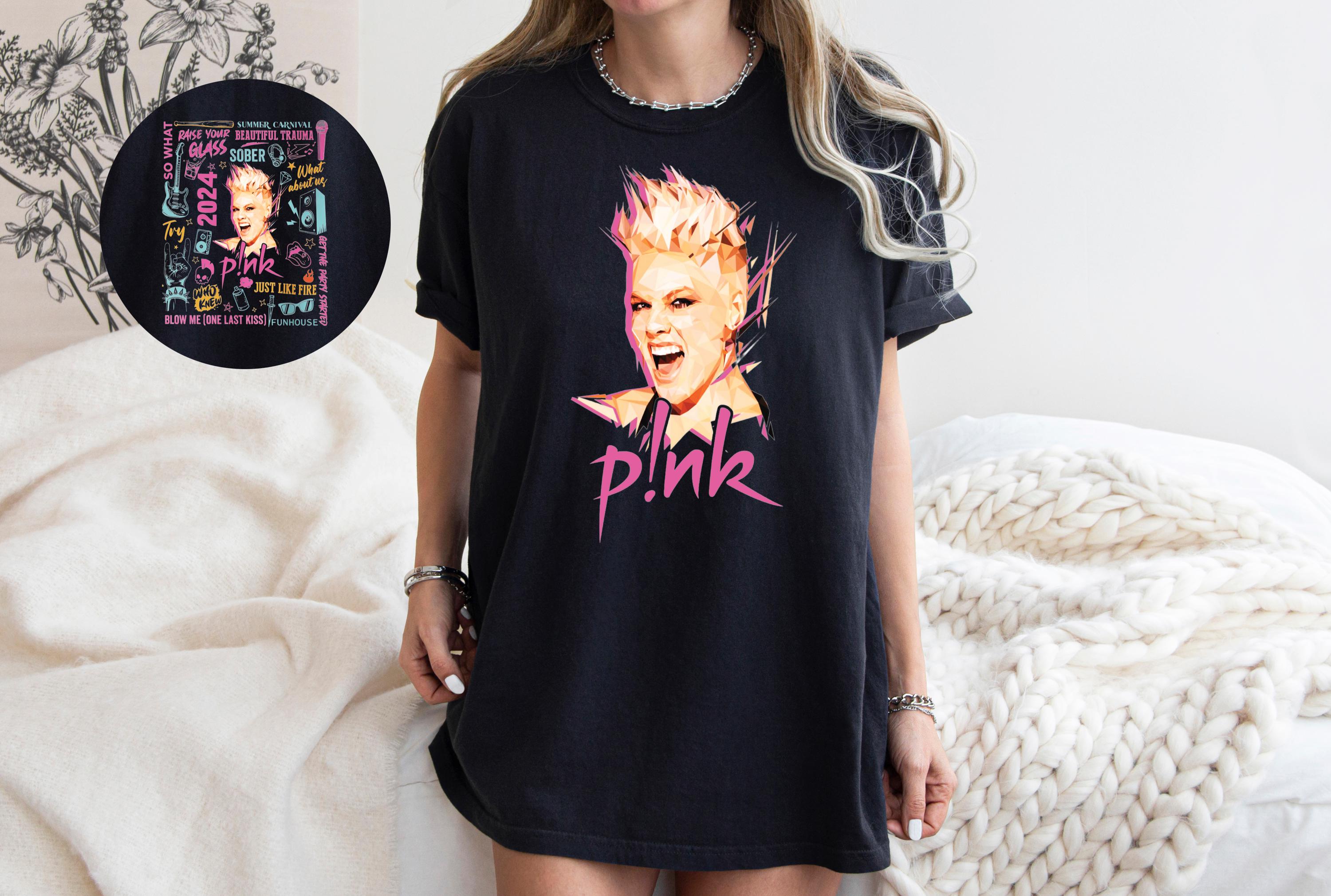 Pink Fan Double Side Shirt, Pink Fan Shirt, Trustfall Shirt, Concert Pink, P!nk Singer Summer Carnival 2024 Tour Shirt, Pink Bubblegum shirt