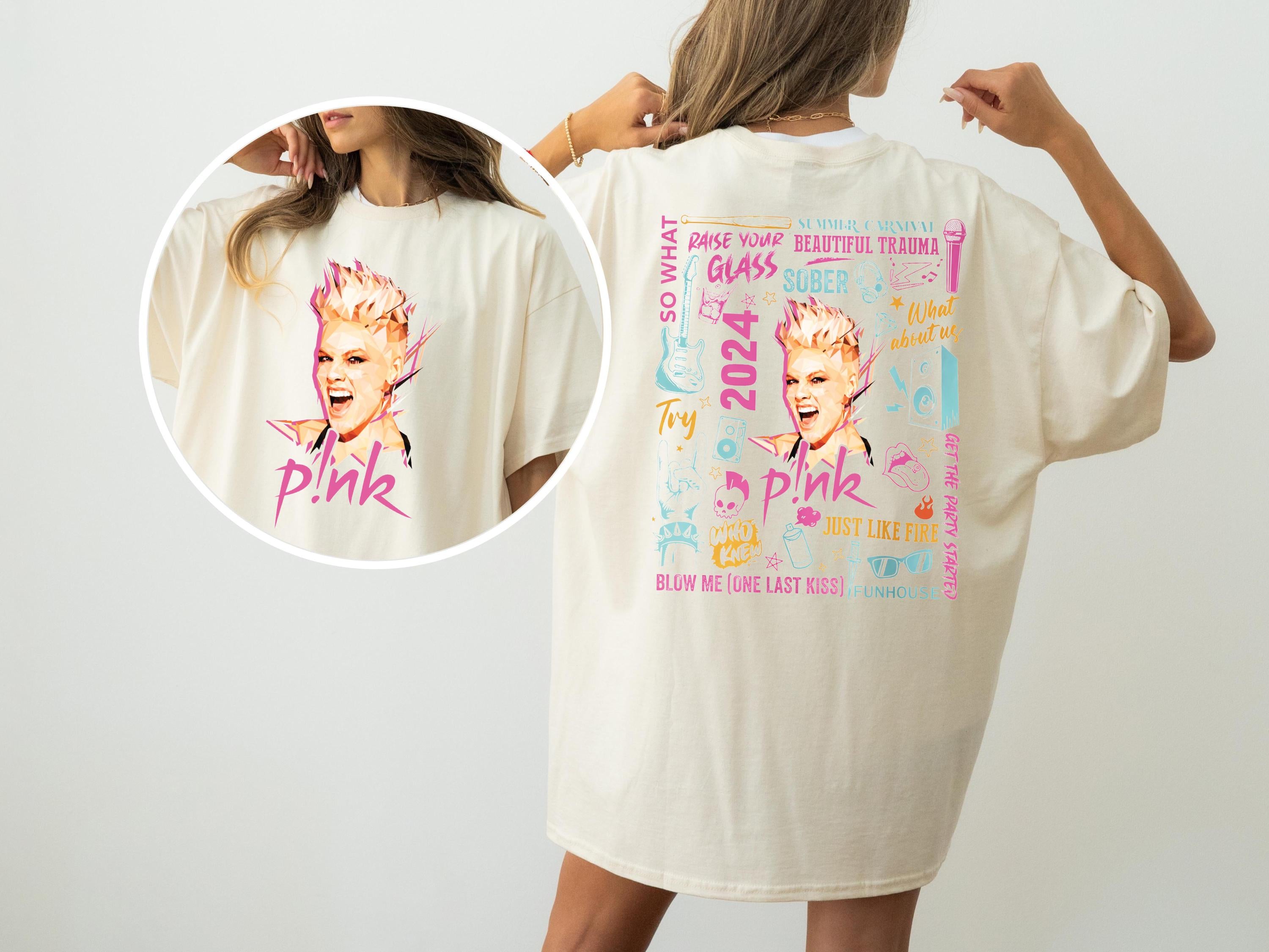Pink Fan Double Side Shirt, Pink Fan Shirt, Trustfall Shirt, Concert Pink, P!nk Singer Summer Carnival 2024 Tour Shirt, Pink Bubblegum shirt