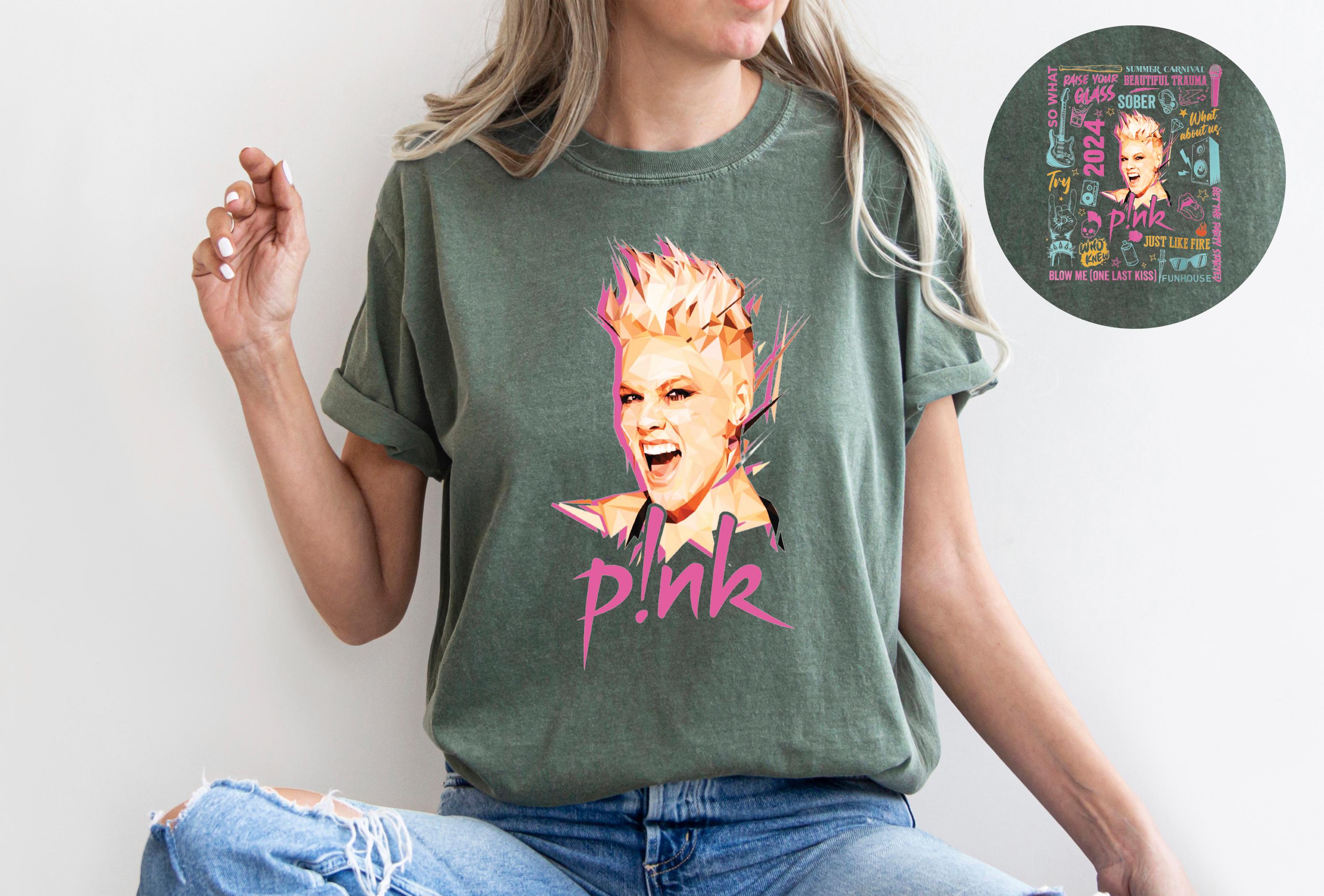 Pink Fan Double Side Shirt, Pink Fan Shirt, Trustfall Shirt, Concert Pink, P!nk Singer Summer Carnival 2024 Tour Shirt, Pink Bubblegum shirt