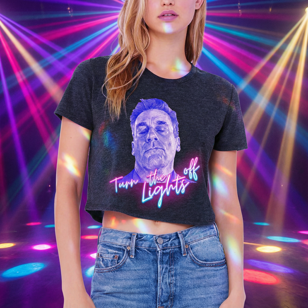 Turn The Lights Off Crop Top, Festival crop tank top, Party-Concert Shirt-Crop, Bachelorette Party Crop Tank, Trendy Streetwear Women Shirt, Dancing Meme