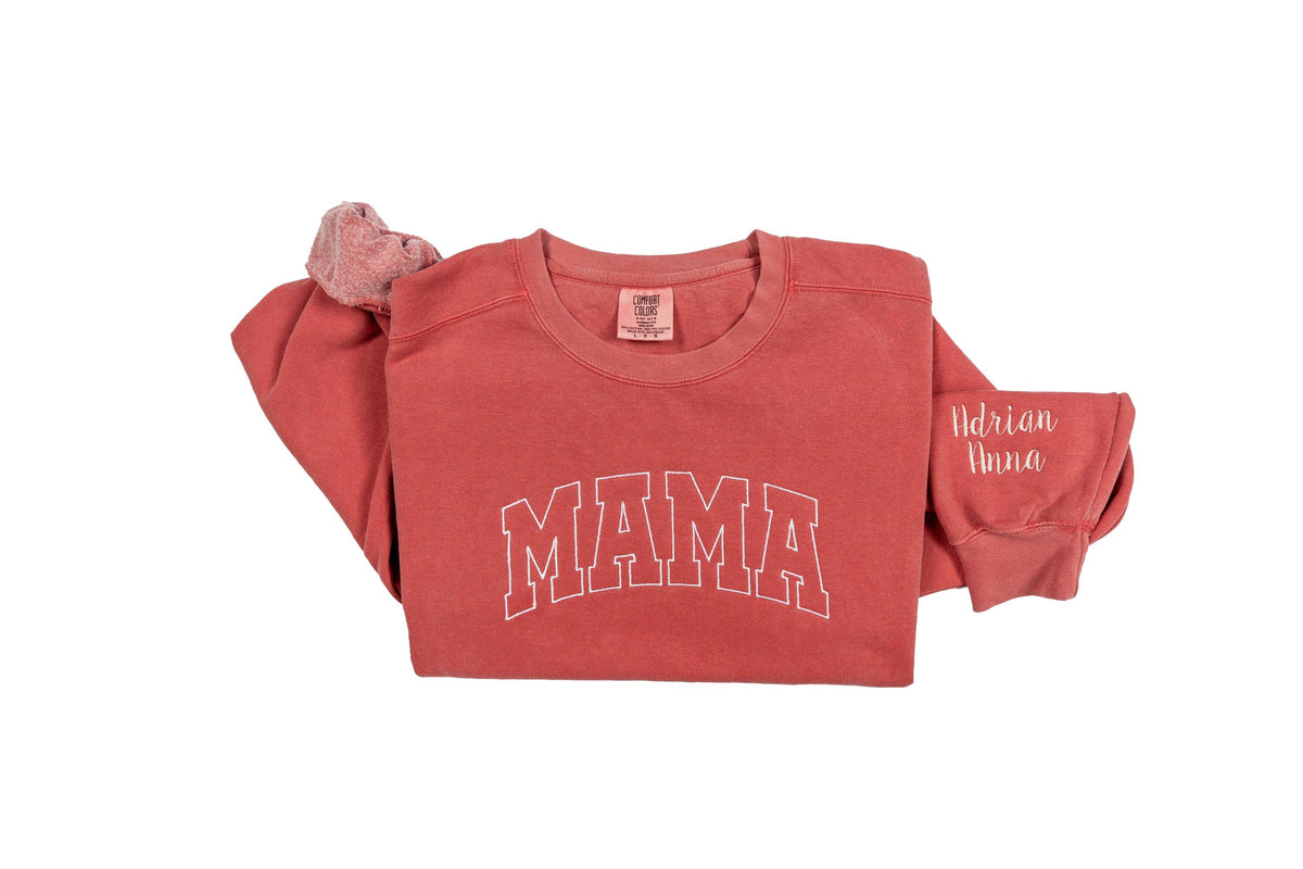 Comfort Colors Embroidered Sweatshirt, Custom Sweatshirt, Mama Sweatshirt, Embroidered Sweatshirt, Custom embroidered Crewneck