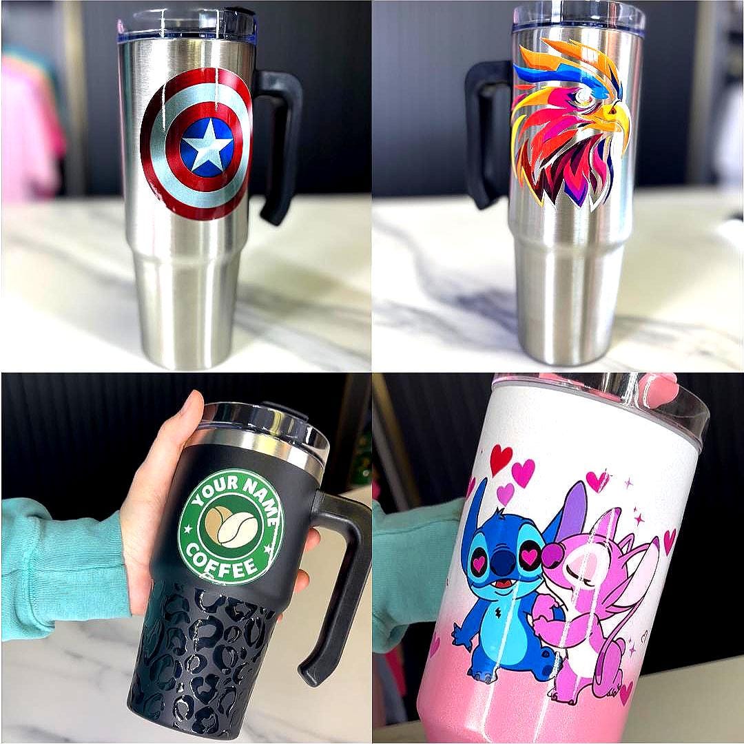 Personalized 40oz Tumbler with Handle & Straw, UV print TikTok Cup, Gift For Her, 40 oz, 30 oz, 20 oz Travel Mug, Gift for Him