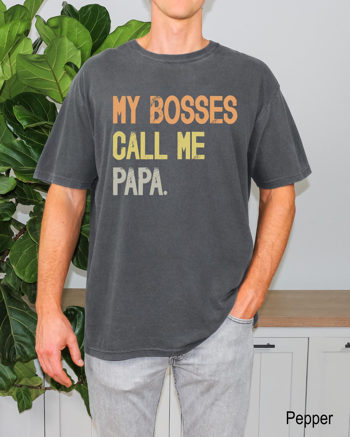 Comfort Colors My Bosses Calls Me Papa Shirt, Funny Papa Shirt, Father's Day Gift For Papa, New Papa Gift, Pregnancy Announcement