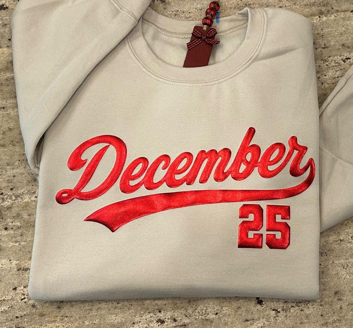 December 25 Puff Sweatshirt, December 25 Cozy Crewneck Embossed Letter Sweater, Cozy Season Tee, Christmas Gift, Women Holiday Gift Shirt
