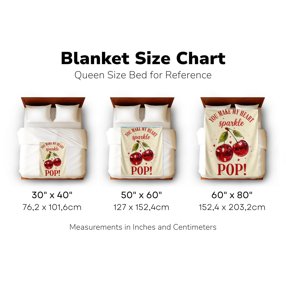 Valentines Day Cherry Heart Blanket, You Make My Hearth Sparkle Pop Throw, Valentines Day Gift, Anniversary Gift Blanket, Cute Love Blanket