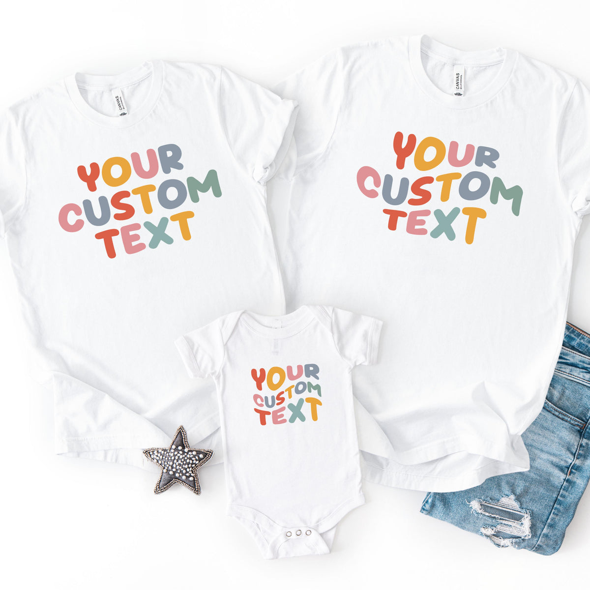 Retro Custom Text Bodysuit, Custom Wording Baby Onesie, Your Custom Text Onesie, Personalized Onesie Custom Design Snap Suit Wavy Shirt
