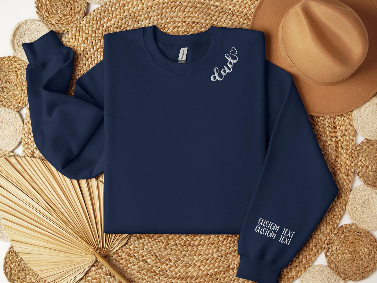 Custom Mama Embroidered Sweatshirt, Curved Neckline Mama Shirt, Personalized Mom Embroidered Sweatshirt, Personalized Dad Embroidered Shirt