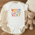 Retro Custom Text Bodysuit, Custom Wording Baby Onesie, Your Custom Text Onesie, Personalized Onesie Custom Design Snap Suit Wavy Shirt