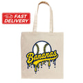 Baseball Tote Bag, Eco Cotton Canvas, Banana Print (Reusable, Durable)
