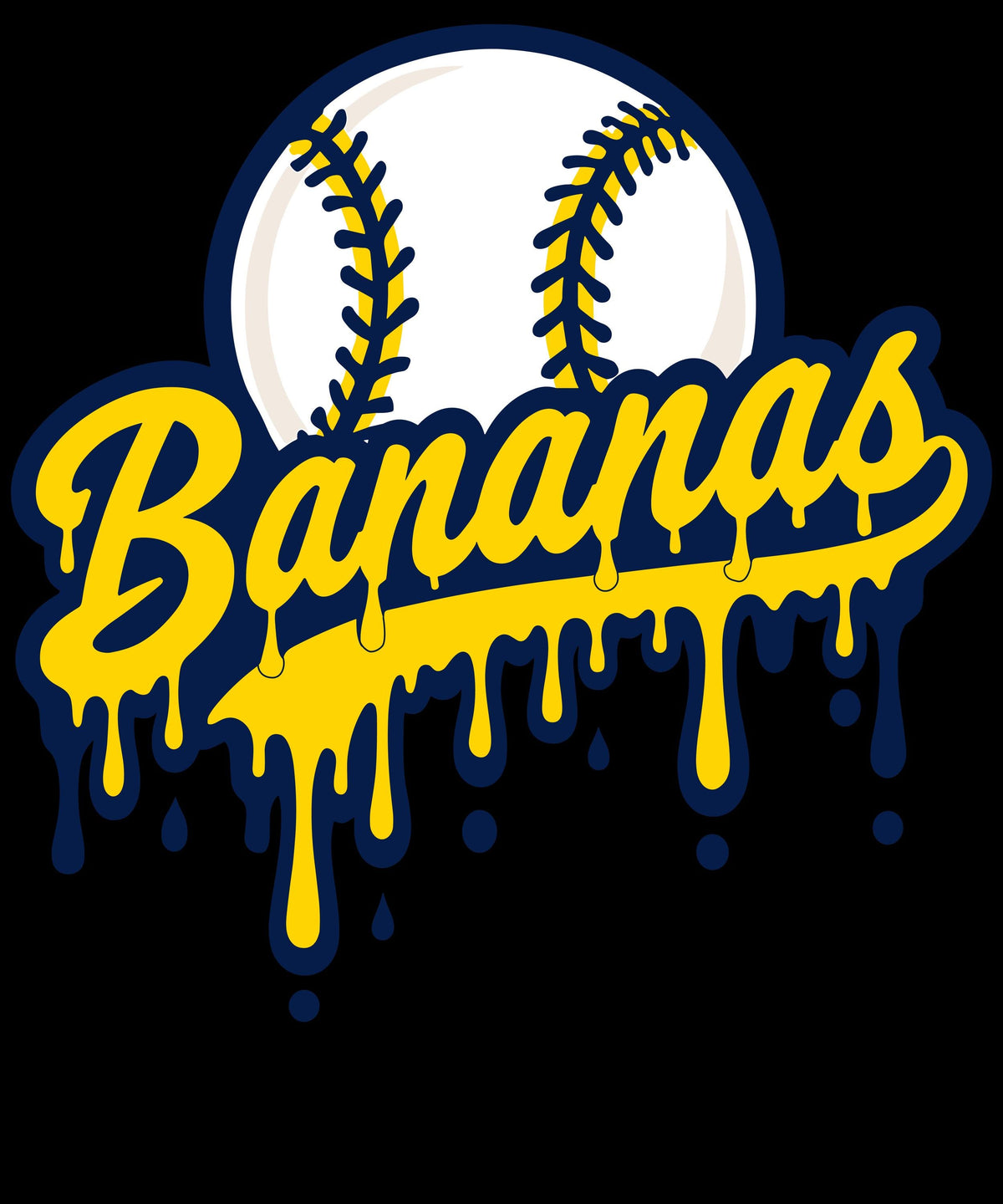 Baseball Tote Bag, Eco Cotton Canvas, Banana Print (Reusable, Durable)