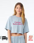 Custom Embroidered Baby Tee, Trendy Baby Tee, Custom Text Baby Tee, Crop Top Personalized Text, Personalized Y2K Shirt, Custom Y2K Crop Top