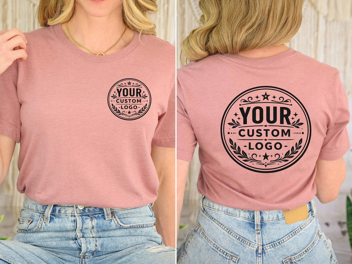 Custom Your Logo Here Hoodie, Personalized Logo Tee Sweatshirt, Company Team Logo Clothing Gift, Business Logo Pocket and Back Shirt Tee