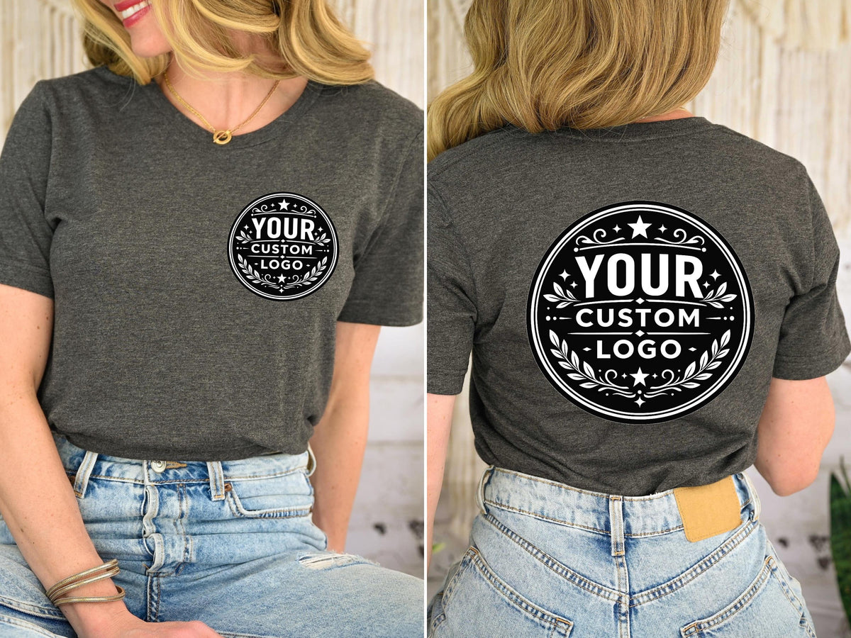 Custom Your Logo Here Hoodie, Personalized Logo Tee Sweatshirt, Company Team Logo Clothing Gift, Business Logo Pocket and Back Shirt Tee