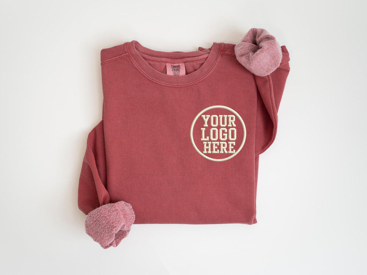 Personalized Logo Embroidered Sweatshirt, Custom Business Logo Embroidery Hoodie, Customized Company Logo Outfit, Custom Team Logo Clothings