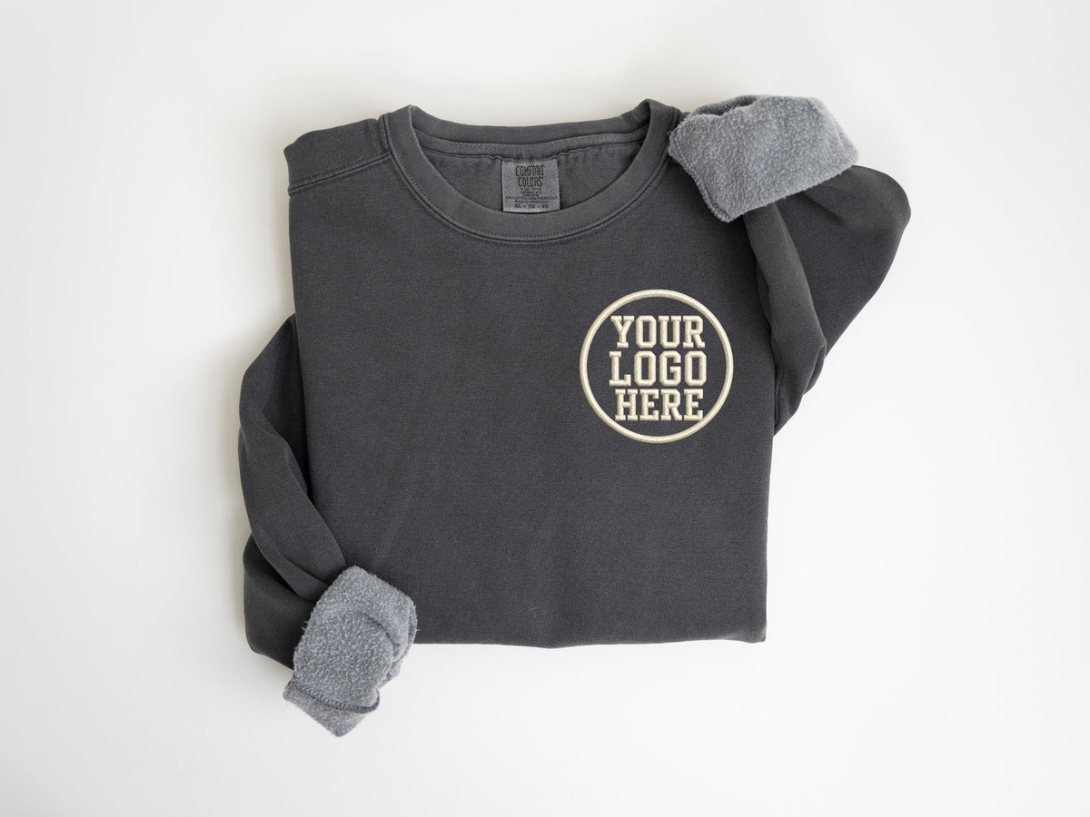 Personalized Logo Embroidered Sweatshirt, Custom Business Logo Embroidery Hoodie, Customized Company Logo Outfit, Custom Team Logo Clothings