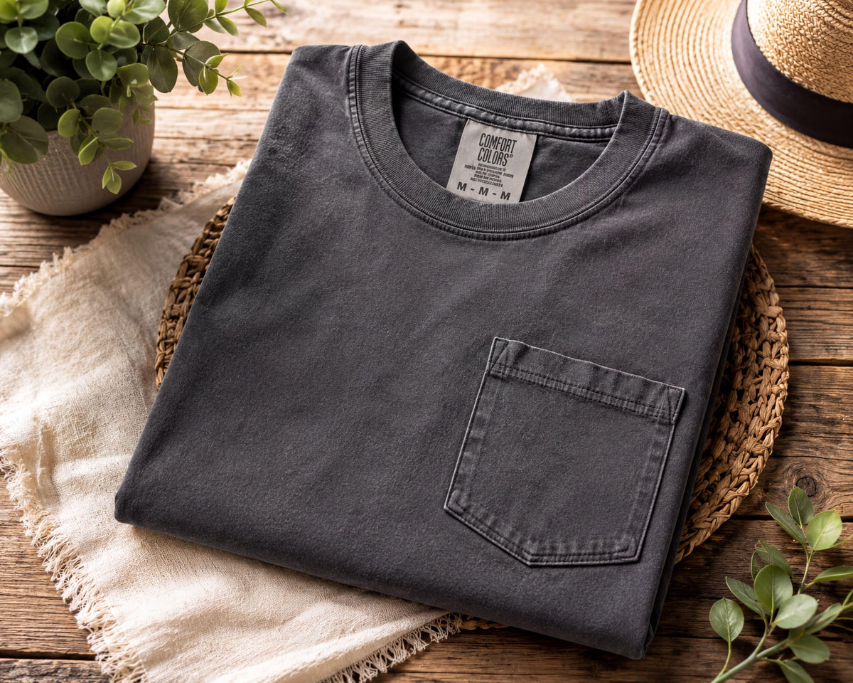 Custom Comfort Colors Pocket Shirt, Personalized Business Logo Tee, Bachelorette Attendee Gift Company Sports Team Shirt, Pocket Print
