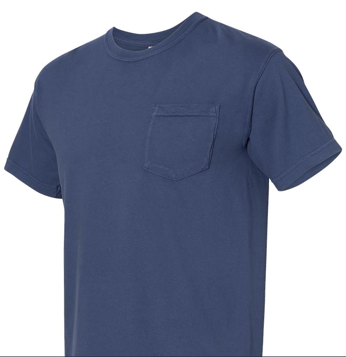 Custom Comfort Colors Pocket Shirt, Personalized Business Logo Tee, Bachelorette Attendee Gift Company Sports Team Shirt, Pocket Print