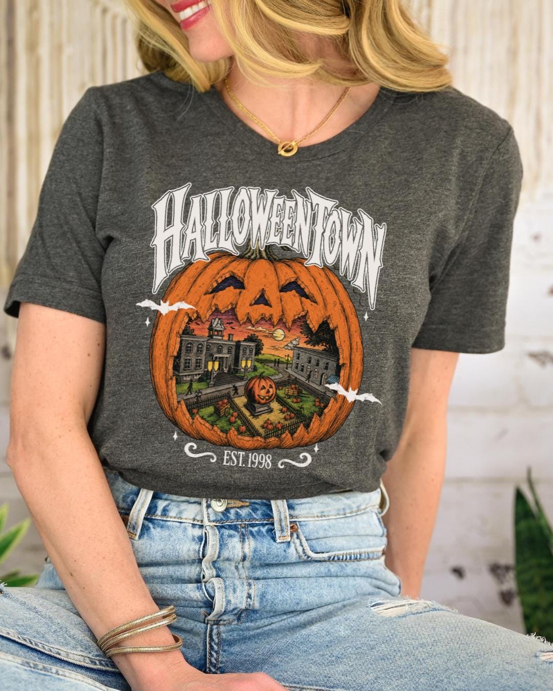 Halloween T-Shirt: Haunted Pumpkin Scene - Cozy Fall Style