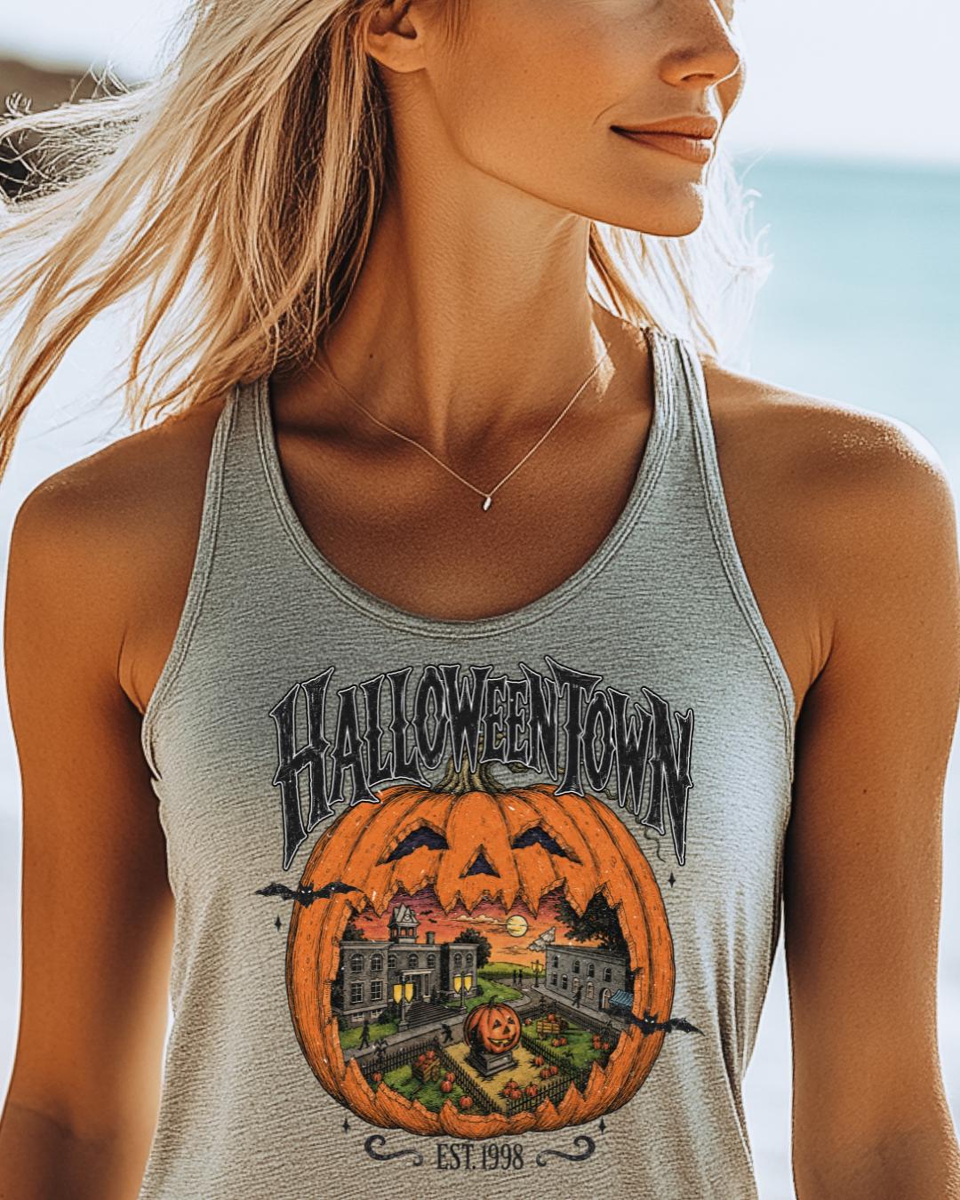 Halloween T-Shirt: Haunted Pumpkin Scene - Cozy Fall Style