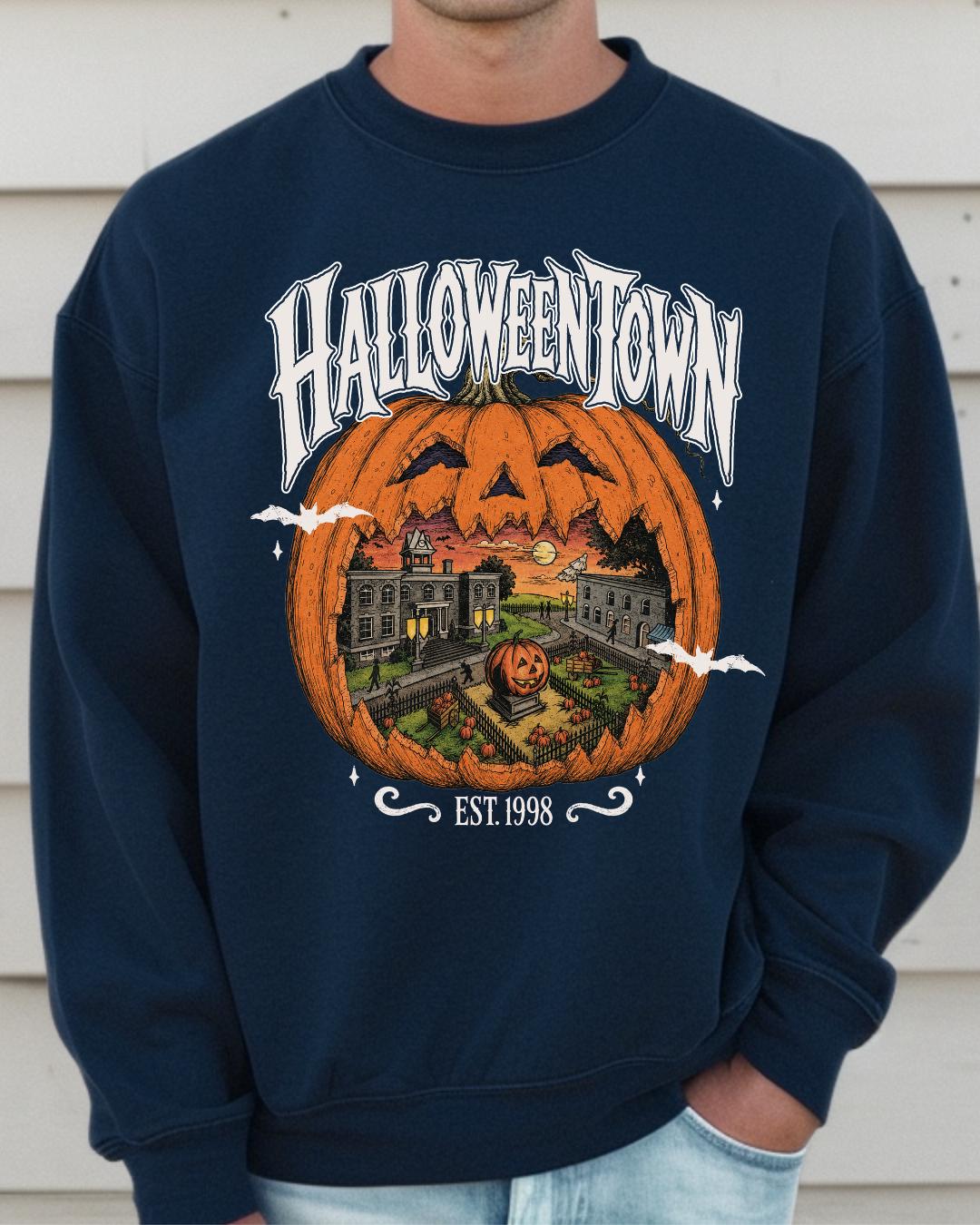 Halloween T-Shirt: Haunted Pumpkin Scene - Cozy Fall Style