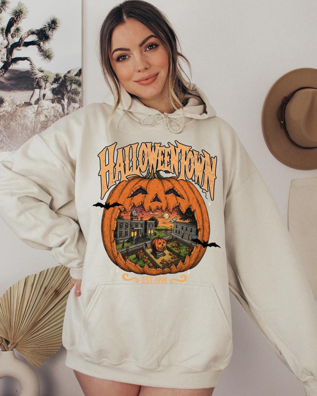 Halloween T-Shirt: Haunted Pumpkin Scene - Cozy Fall Style