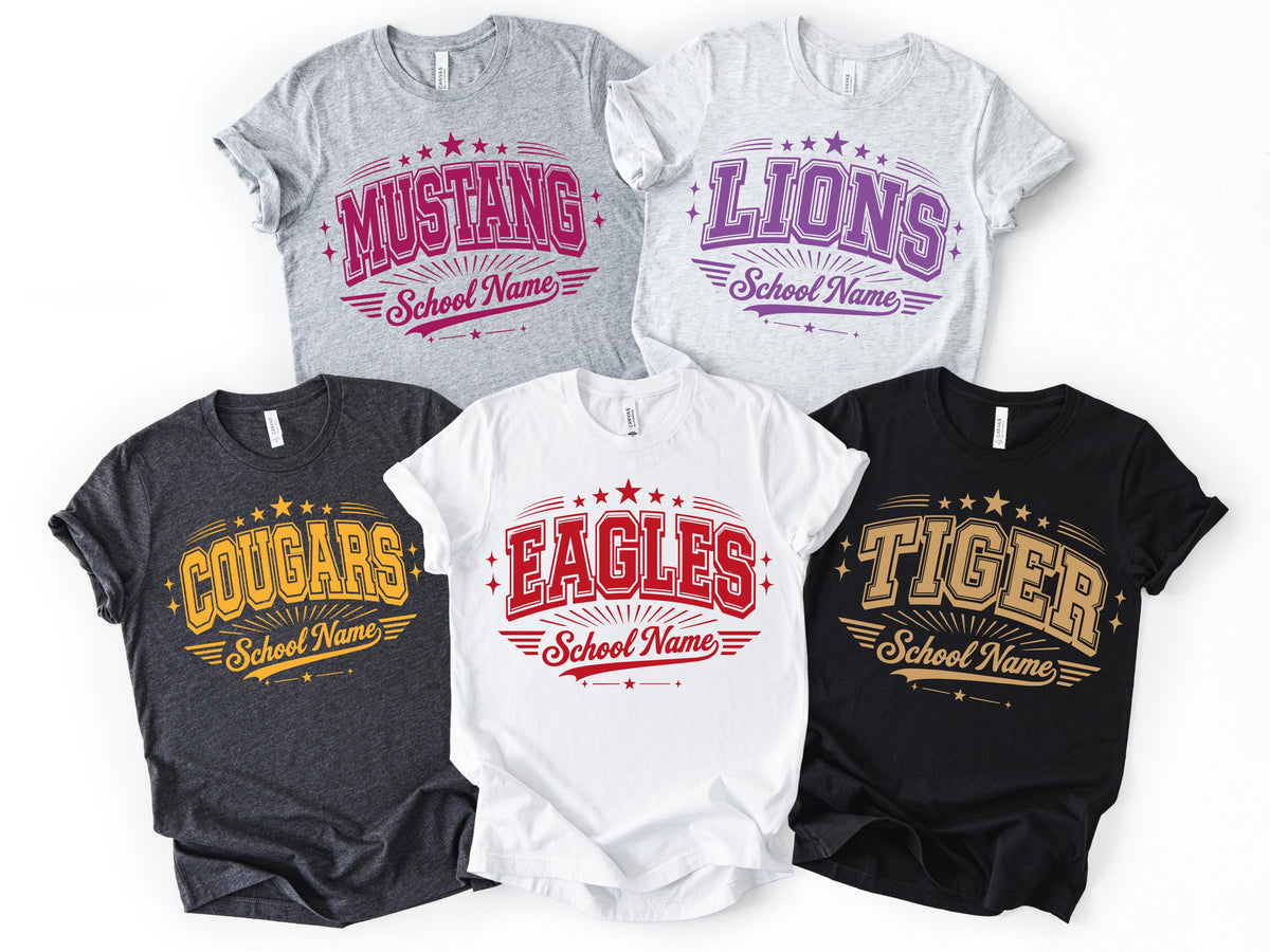 Custom School Mascot Football Baseball Shirt, Personalized Spirit Tee | Unisex Fit