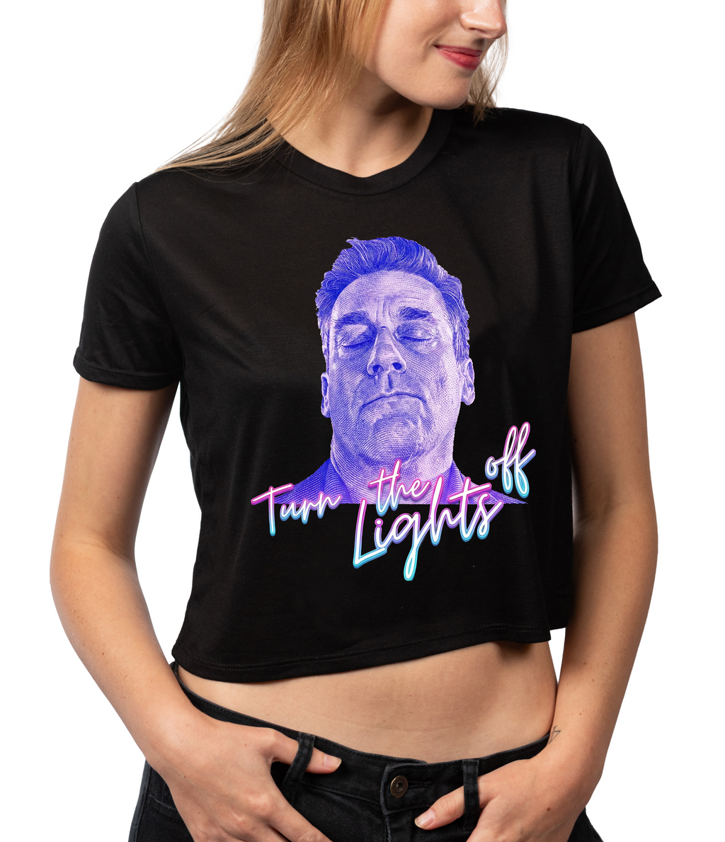 Turn The Lights Off Crop Top, Festival crop tank top, Party-Concert Shirt-Crop, Bachelorette Party Crop Tank, Trendy Streetwear Women Shirt, Dancing Meme